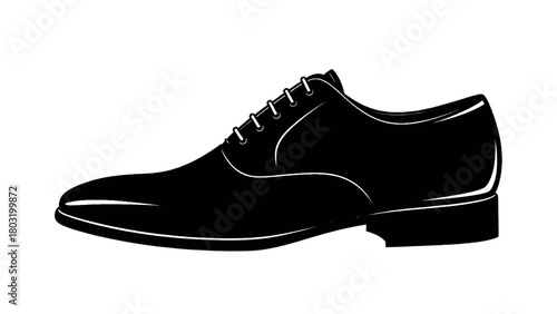 Vector illustration of black formal oxford shoe, isolated on transparent background 