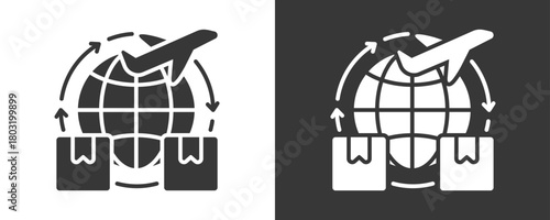 Global Trade Icon Set Vector Collection Isolated In Black And White