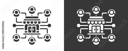 Business Network Icon Set Vector Collection Isolated In Black And White