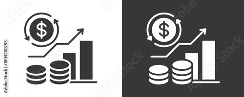 Cash Flow Icon Set Vector Collection Isolated In Black And White