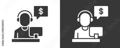 Customer Service Icon Set Vector Collection Isolated In Black And White
