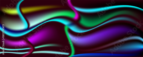 Wavy fluid gradient 3d rendering background illustration.