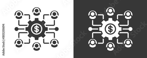 Business Integration Icon Set Vector Collection Isolated In Black And White