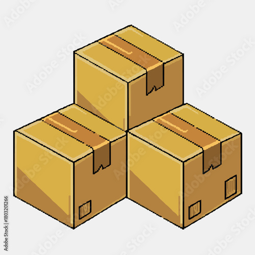 Stacked cardboard boxes illustration for moving shipping delivery package storage and organization needs with tape 100