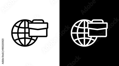 Global Business  White Icon Set Design