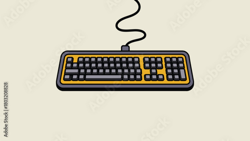 Stylish Wired Computer Keyboard Peripheral Device Illustration Vector illustration