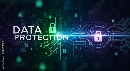 Indian Data Protection Act Cybersecurity Locks Privacy Digital Security Technology Event Scene Concept