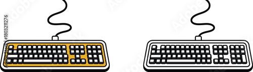 Detailed Outline of Computer Keyboard for Typing and Data Entry Vector illustration