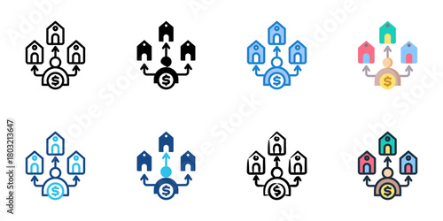 Buyer's market icon set multiple style collection 
