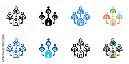 Seller's market icon set multiple style collection 
