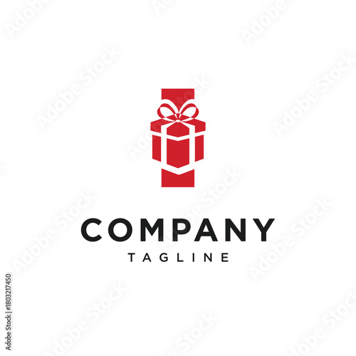 Letter I Gift Box Logo Icon Vector