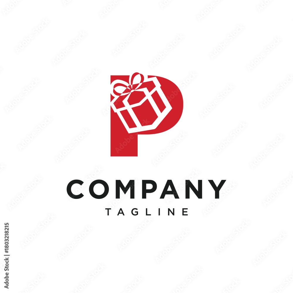 Fototapeta premium Letter P Gift Box Logo Icon Vector