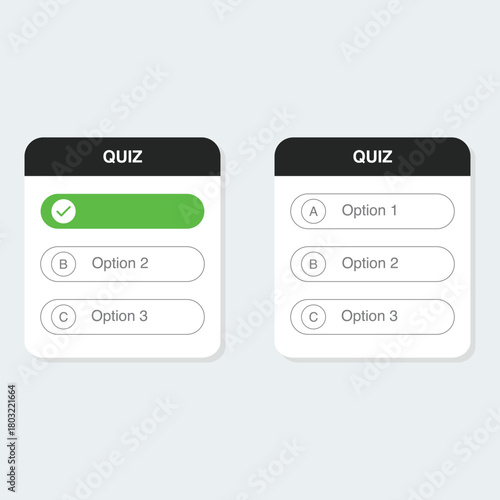 Multiple-choice social media quizzes. One example of a quiz is a correct-answer quiz.
