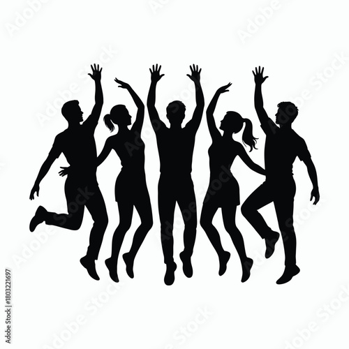 Joyful group jumping high celebration people happiness