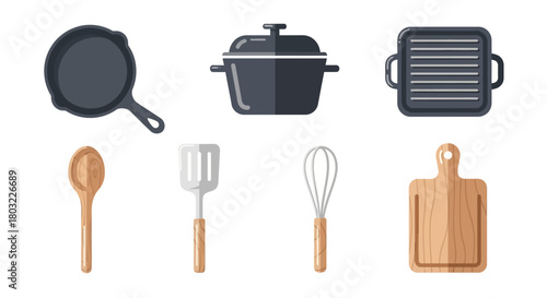 Essential Kitchen Utensils and Cookware Collection for Home Cooking.