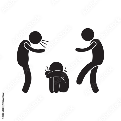 flat icon vector of a person being bullied