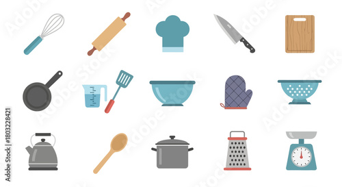 Kitchen Utensils Collection - Essential Tools for Cooking and Baking.
