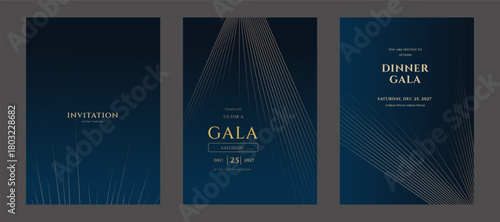 Elegant Dinner Gala Invitation Template  Navy Gold, Dec 25, 2027