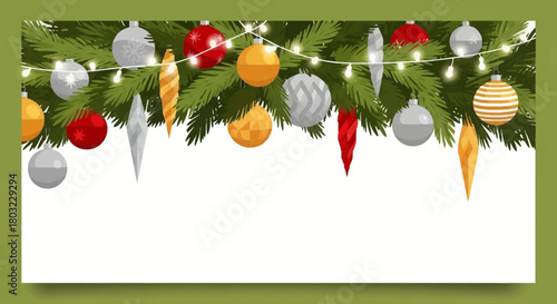 Festive Decoration, Holiday Ornaments, Christmas Celebration, Graphic Design, Winter Wonderland, Top-Down View, Cheerful Spirit