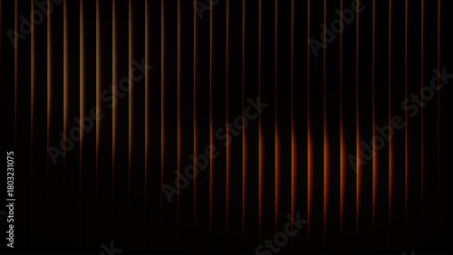 Fluted Glass Stripe Background, Elegant wavy vertical lines with golden glow on dark for posters covers and web