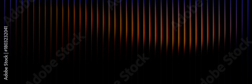 Duotone Wavy Stripe Background, Abstract blue orange vector lines on black for tech covers headers and slides