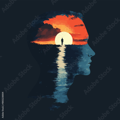 An image or thought in the head representing weakness and a loser mindset