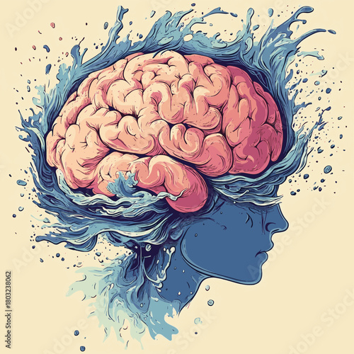 a surrealistic interpretation of the human brain as a cosmic symphony