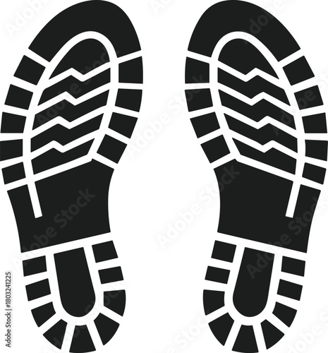 Black shoe footprint sole vector graphic tread pattern