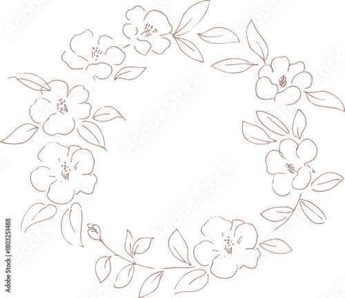 正月イラスト。年賀状にも使える椿の線画イラスト。和風の椿と植物のイラスト。椿の正月背景。
New Year's illustration. A line drawing of a camellia that can also be used for New Year's cards. Japanese-style camellia and plant illustration. Camellia 