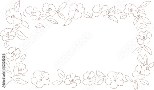 正月イラスト。年賀状にも使える椿の線画イラスト。和風の椿と植物のイラスト。椿の正月背景。
New Year's illustration. A line drawing of a camellia that can also be used for New Year's cards. Japanese-style camellia and plant illustration. Camellia 