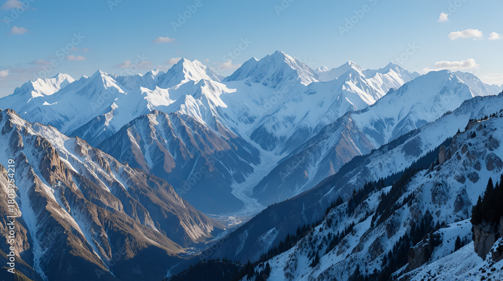 Fototapeta premium snow-capped mountains of the Tian Shan in winter
