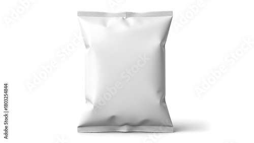 White blank snack bag mockup for chips or food packaging, isolated on clean white background