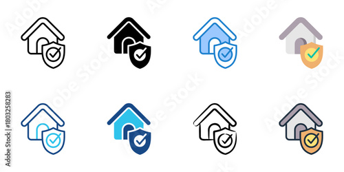 Home warranty icon set multiple style collection 
