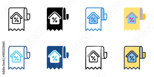 Property taxes icon set multiple style collection 
