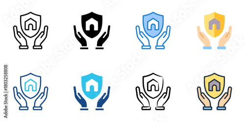 Insurance icon set multiple style collection 
