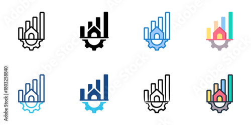 Investment strategy icon set multiple style collection 
