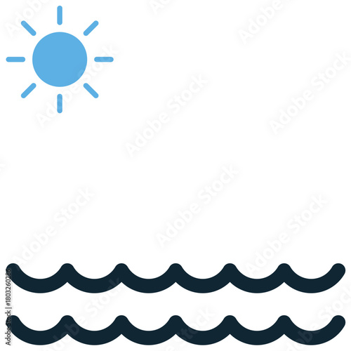 Sea Icon Vector Ideal for travel, beach, vacation, nature, and environmental graphics related to ocean water and maritime concepts.
