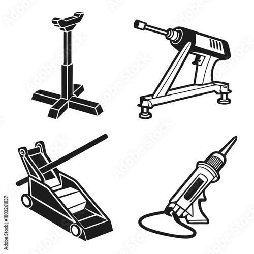 Illustration of car repair tools isolated on for mechanics