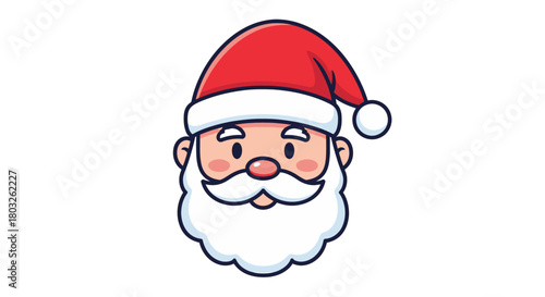 Illustration of Santa Claus face with red hat and white beard, a symbol of holiday cheer and festive spirit for Christmas celebrations and winter season greetings