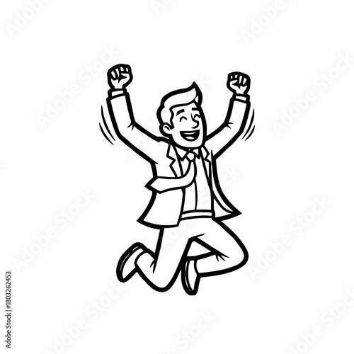 Businessman jumping with joy