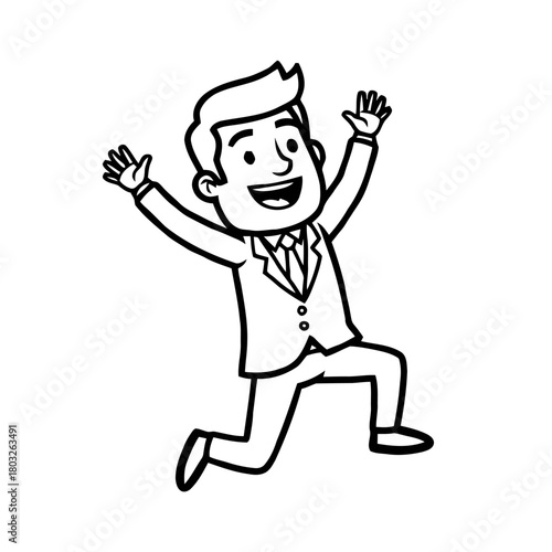 Excited businessman jumping with joy