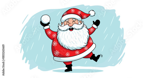 Festive Santa Claus Character in a Snowy Christmas Celebration