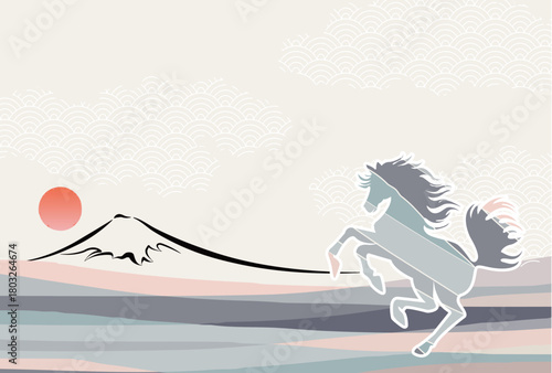 午　年賀状　干支　背景