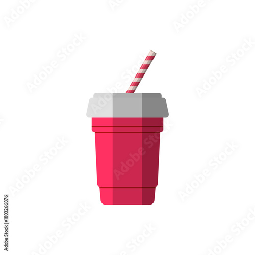 Disposable paper beverage cup for drinking straw illustration