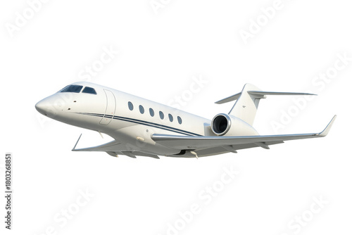 White private jet flying, representing business travel, luxury transportation, success, exclusive aviation, and wealth concept