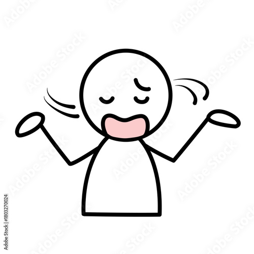 Exasperated Stick Figure Sighing in Resignation Illustration