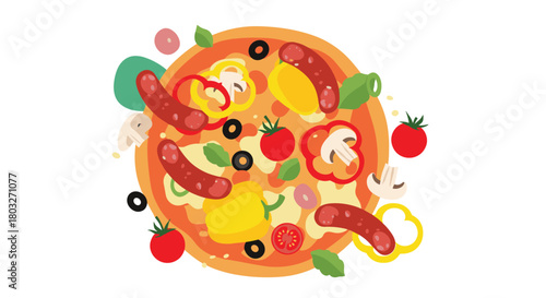 Delicious pizza with various toppings a culinary delight.