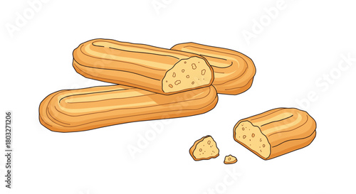 Delicious golden eclairs a delightful pastry treat ready to eat.