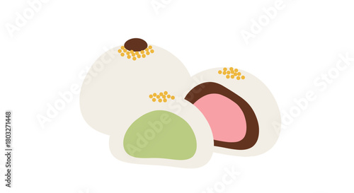 Delicious Japanese Mochi Desserts with Colorful Fillings and Sweetness.