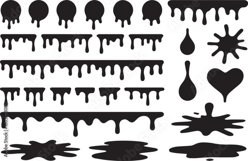 Drip liquid vector shapes set